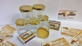 10 PIECES BhBp empty jars with golden caps TO 43 mm / 40 ml /